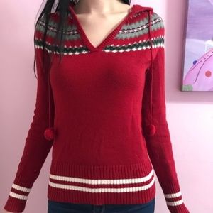 Pacsun Red Hooded Winter Sweater